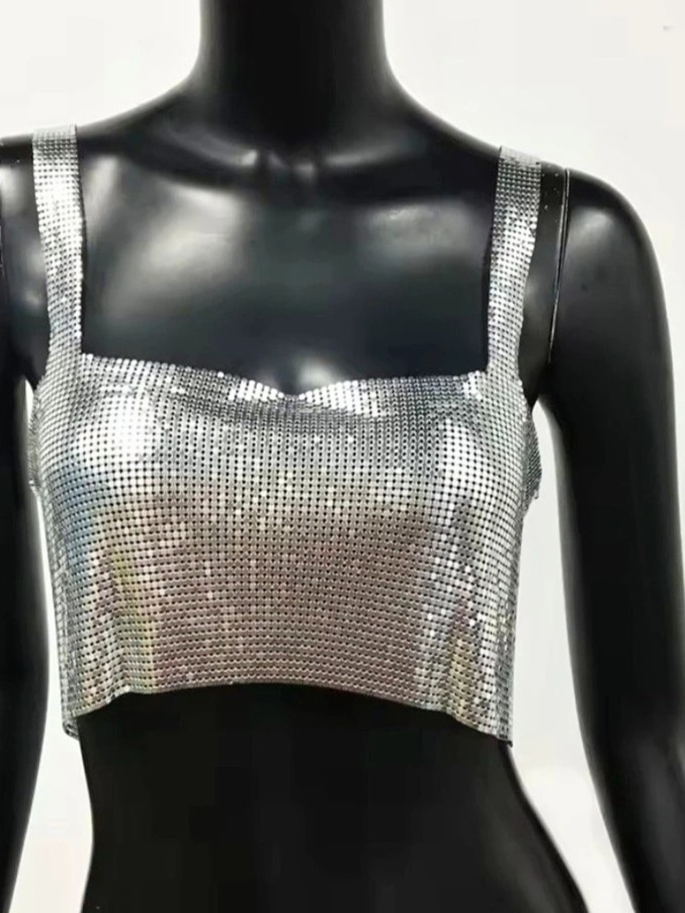 Silver Metallic Crop Top Like New